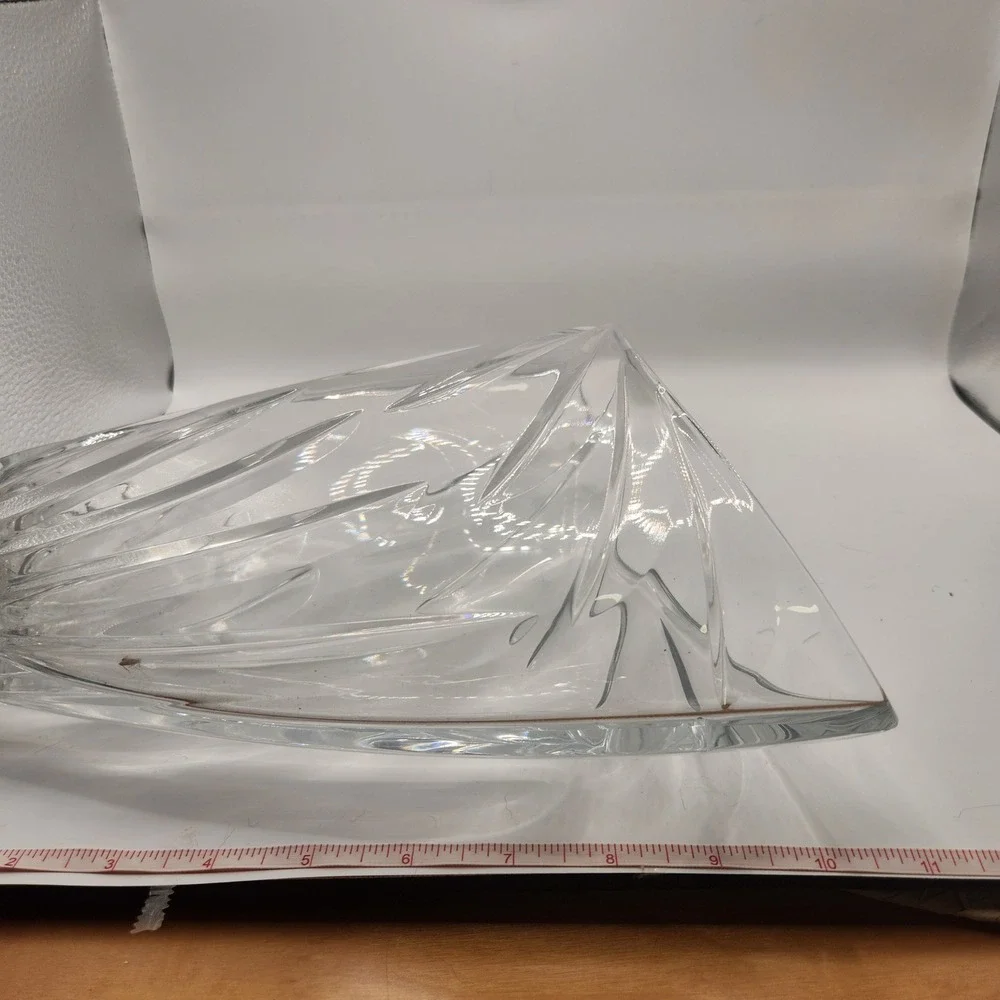 Mikasa Crystal Zephyr Asymmetrical Flared Vase Clear Cut Glass 10 Inch